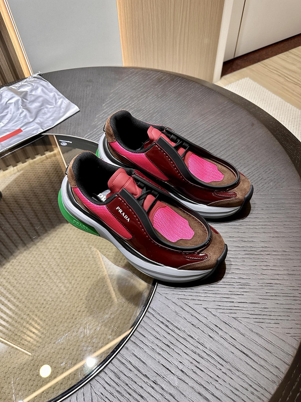 Prada Systeme Brushed Leather Sneakers