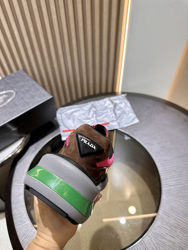 Prada Systeme Brushed Leather Sneakers