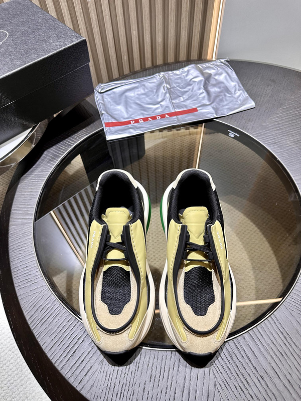 Prada Systeme Brushed Leather Sneakers