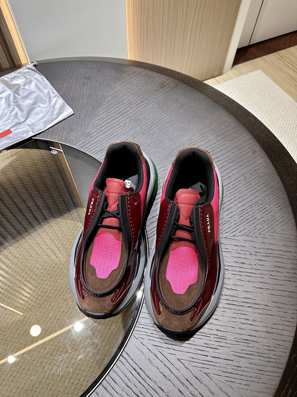 Prada Systeme Brushed Leather Sneakers