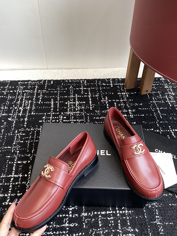Chanel  Leather CC Logo Loafers