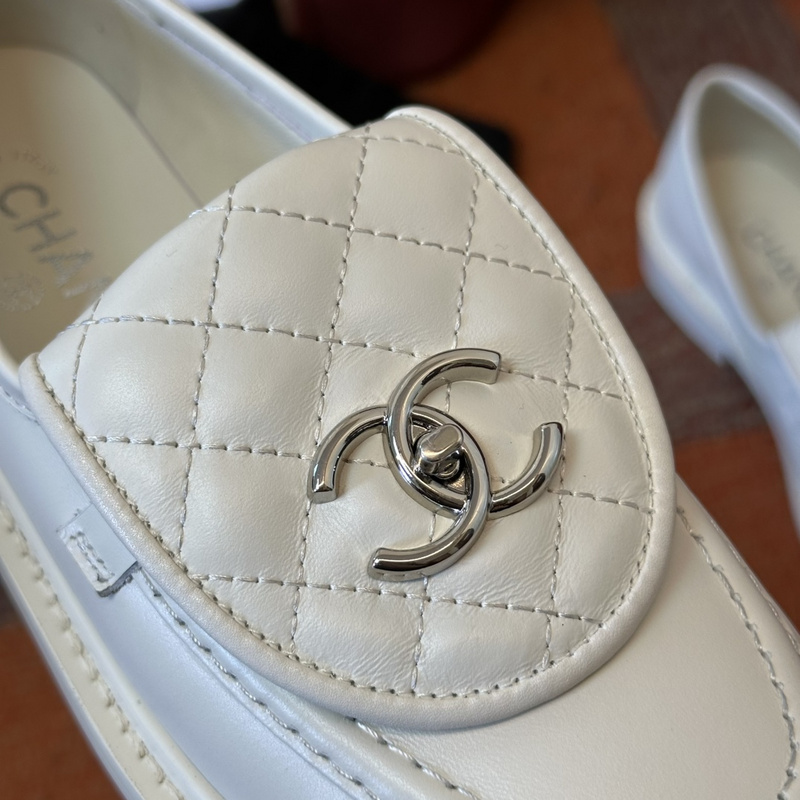 Chanel  Leather CC Logo Loafers
