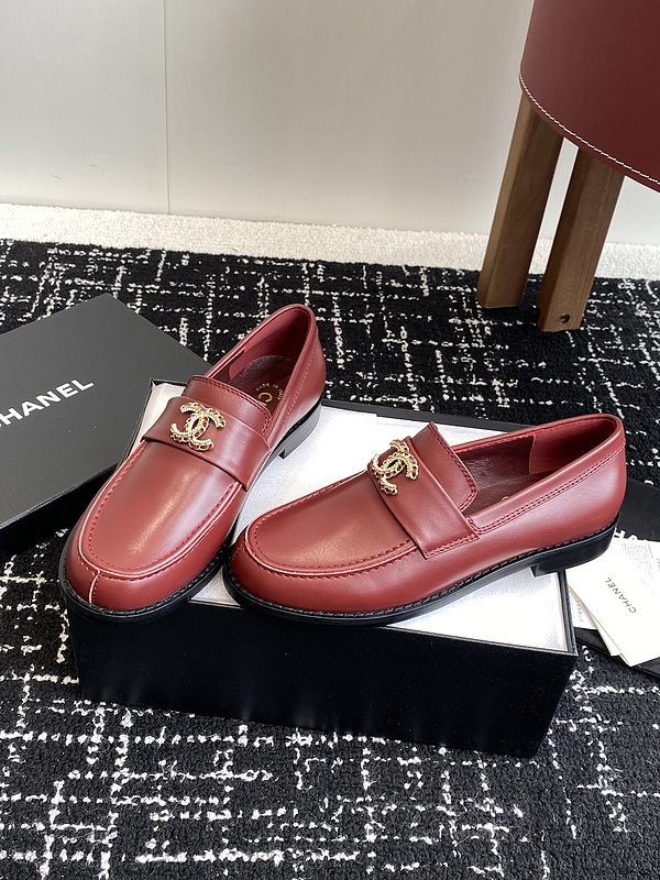 Chanel  Leather CC Logo Loafers
