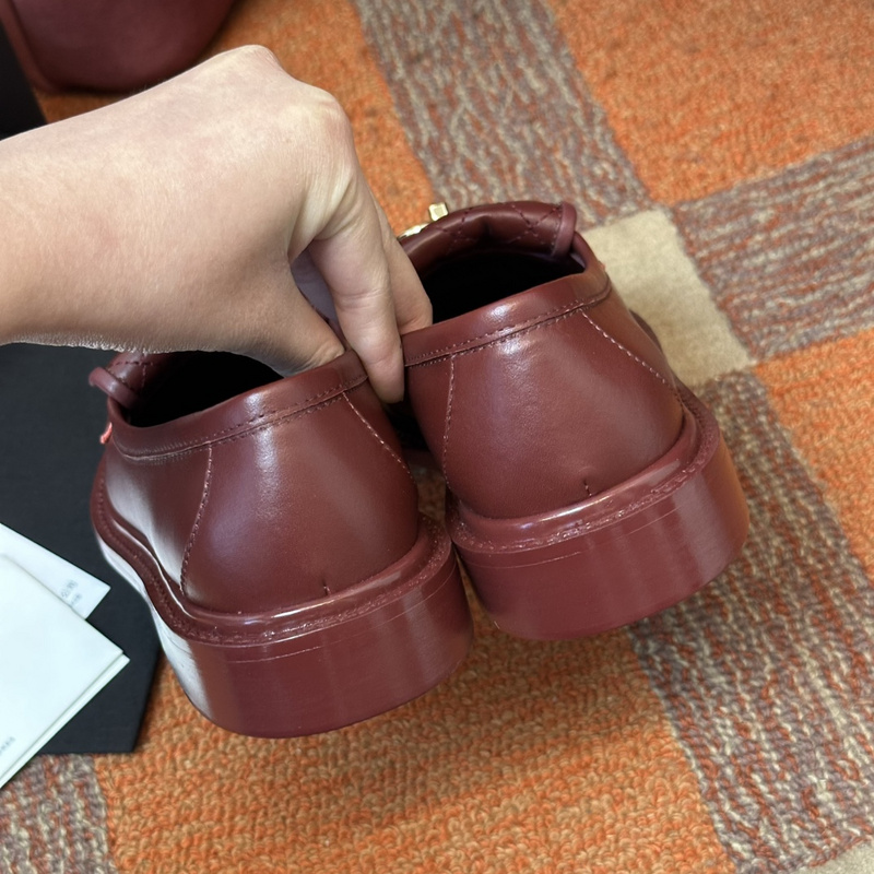 Chanel  Leather CC Logo Loafers