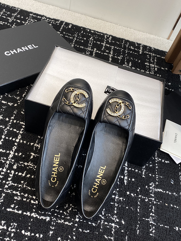 Chanel  Leather CC Logo Loafers