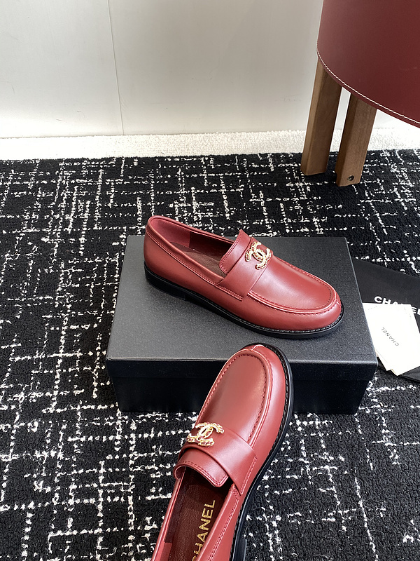 Chanel  Leather CC Logo Loafers