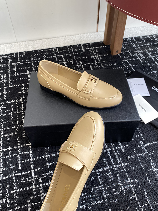 Chanel  Leather CC Logo Loafers