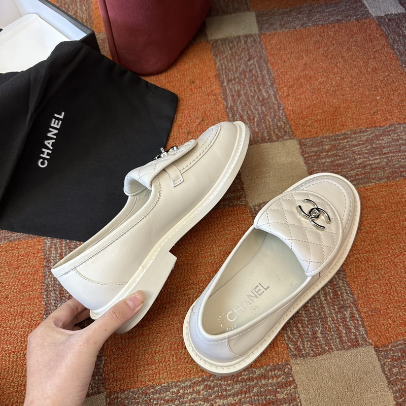 Chanel  Leather CC Logo Loafers