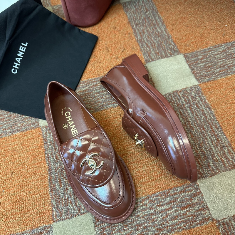 Chanel  Leather CC Logo Loafers