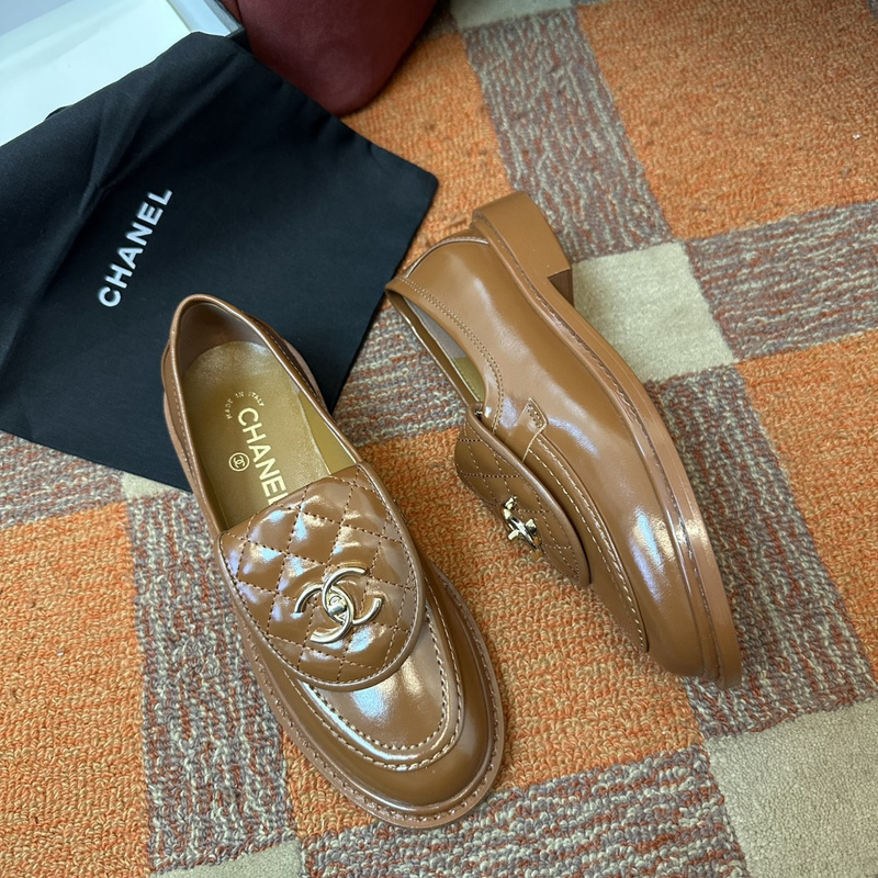 Chanel  Leather CC Logo Loafers