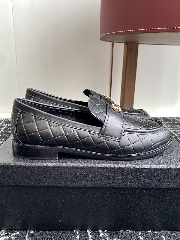 Chanel  Leather CC Logo Loafers