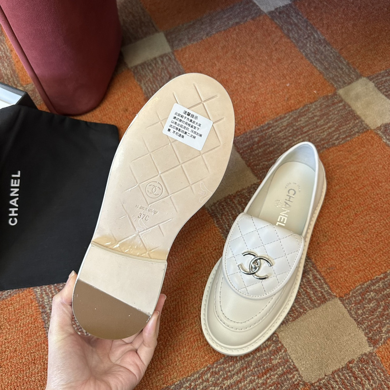 Chanel  Leather CC Logo Loafers