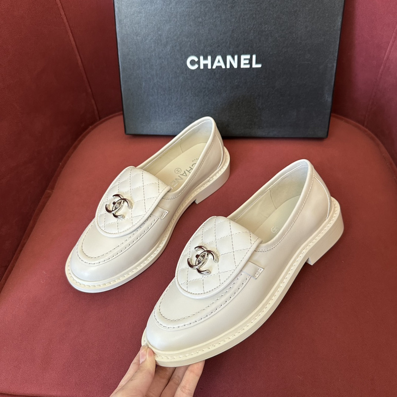 Chanel  Leather CC Logo Loafers