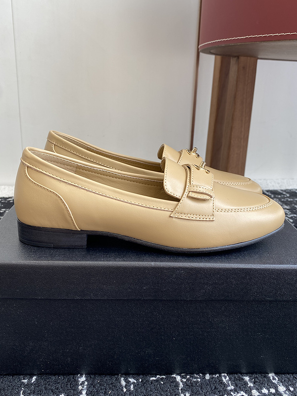 Chanel  Leather CC Logo Loafers