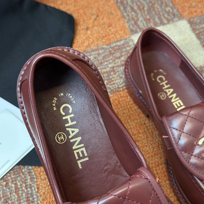 Chanel  Leather CC Logo Loafers