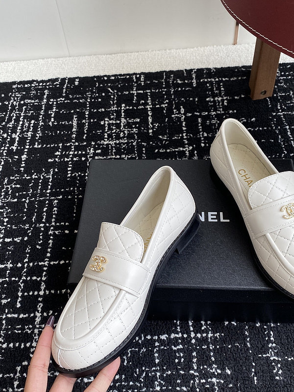 Chanel  Leather CC Logo Loafers