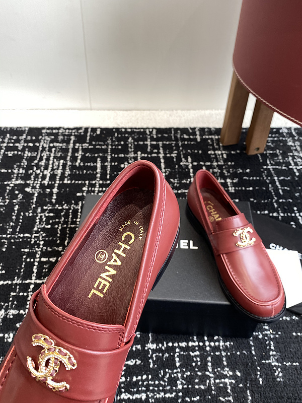 Chanel  Leather CC Logo Loafers