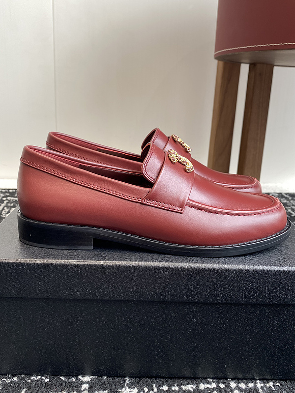 Chanel  Leather CC Logo Loafers