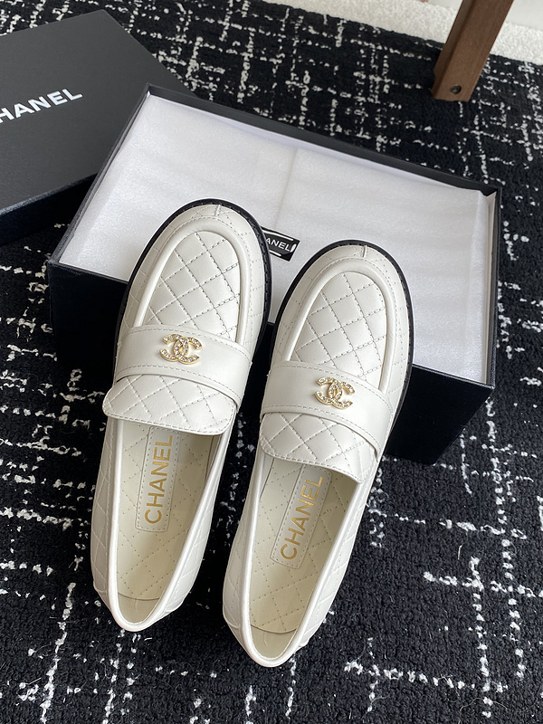 Chanel  Leather CC Logo Loafers