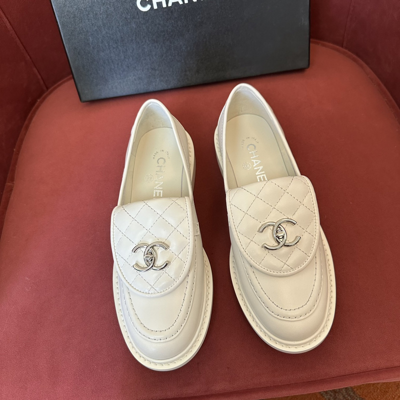 Chanel  Leather CC Logo Loafers