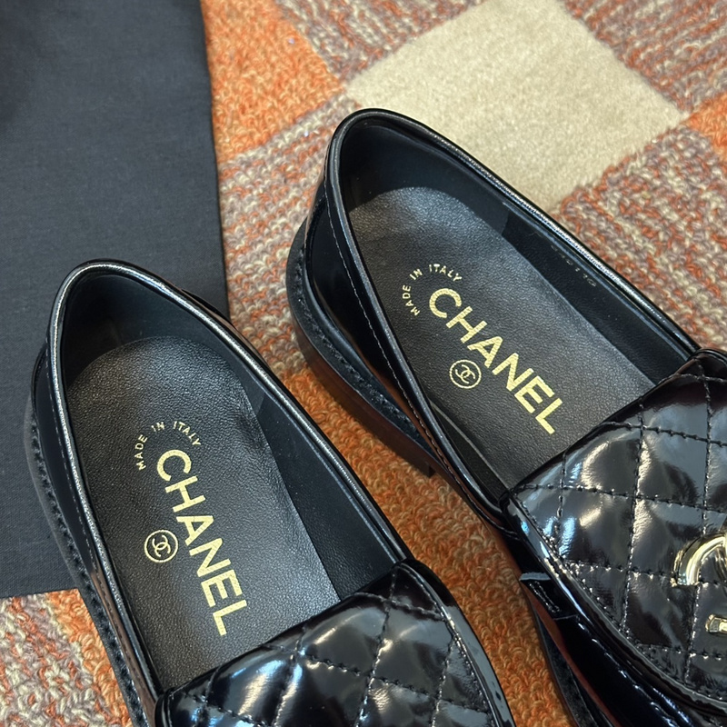 Chanel  Leather CC Logo Loafers