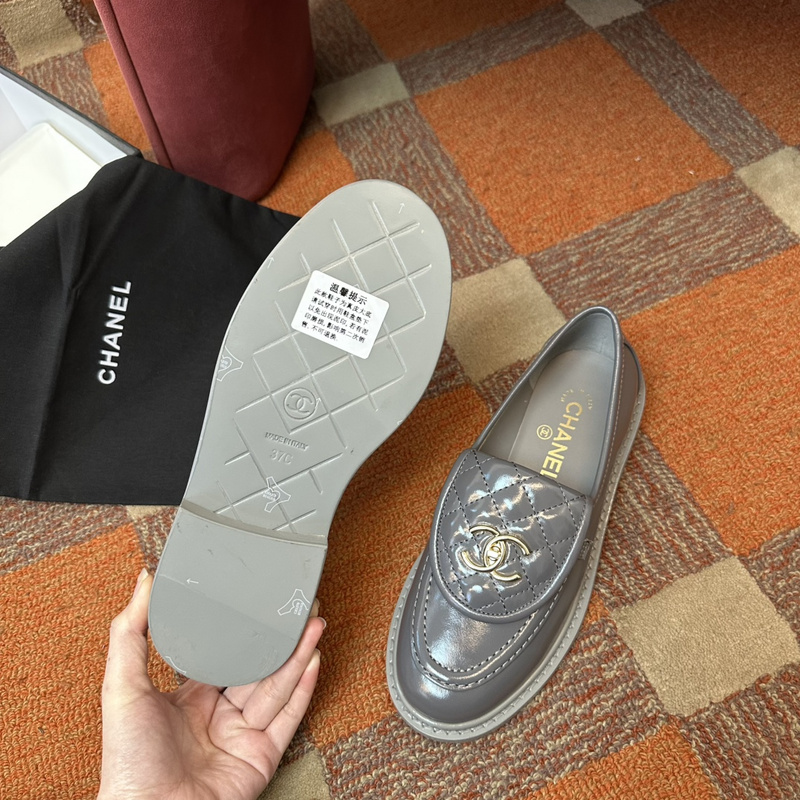 Chanel  Leather CC Logo Loafers