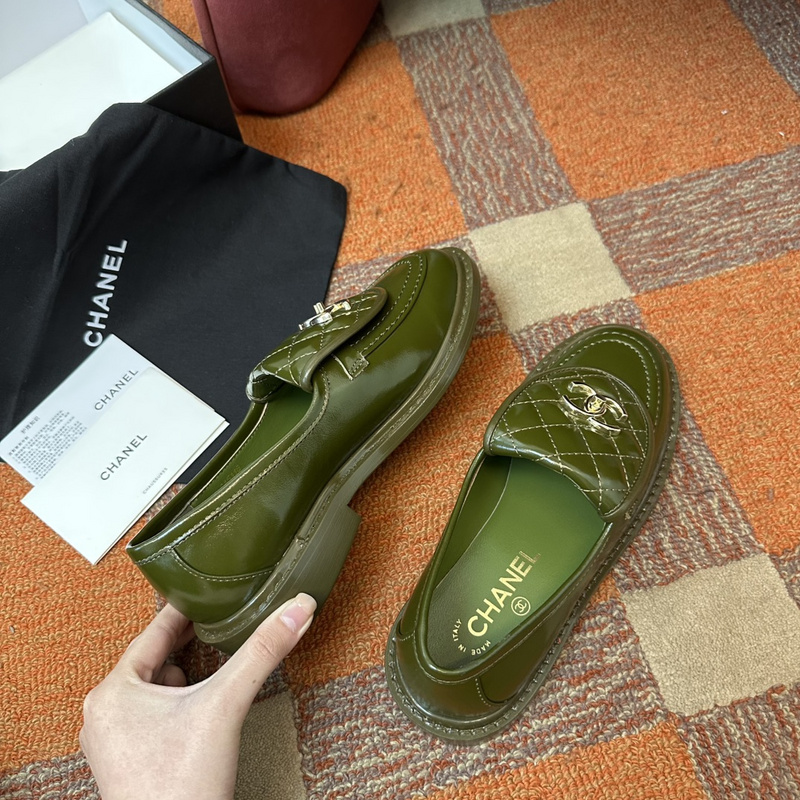 Chanel  Leather CC Logo Loafers
