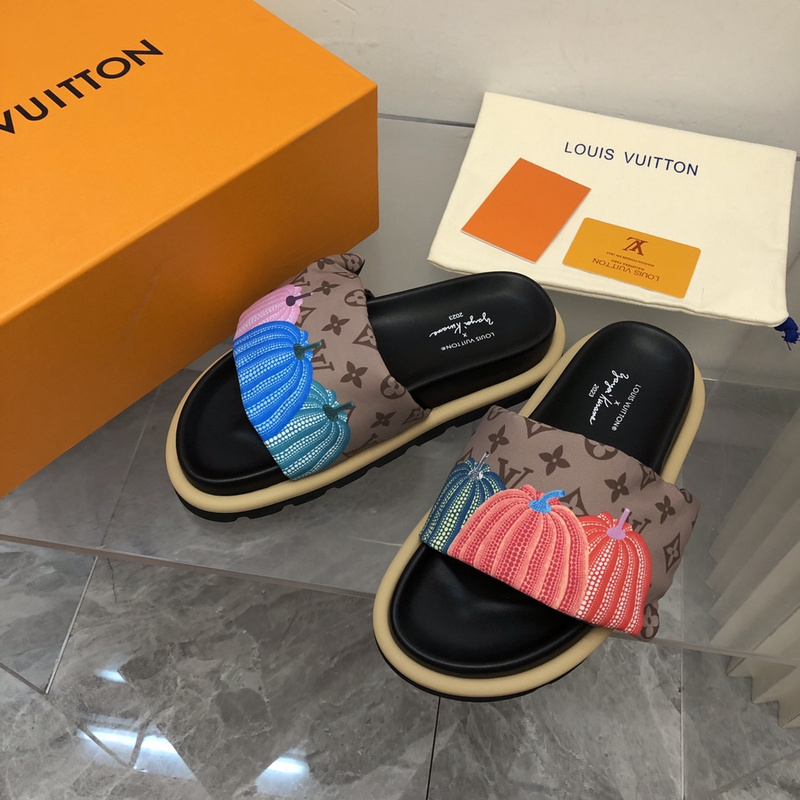 LV pool pillow comfort mule
